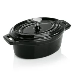 WAS Germany - Cocotte, 12,5 X 9,5 X 6,5 Cm, Schwarz, Gusseisen Emailliert (3525122)