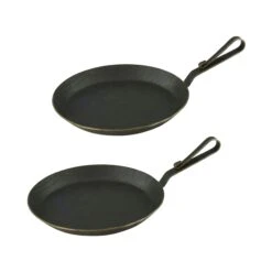 Servierpfanne Aus Schmiedeeisen Mit Gebogenem Hakenstiel Ø 28 Cm 2 Stück