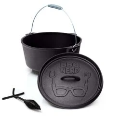 BBQ-Nerd© Dutch Oven "Starter" 3,1L Mit Füßen | Bereits Eingebrannt | Gusseisen Feuertopf, Bräter Mit Deckel Inkl. Deckelheber