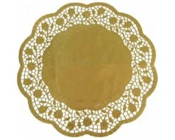 16x Deko-Tortenspitzen Rund Gold O 30 Cm
