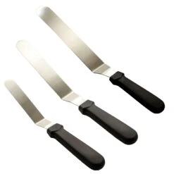 3er Set Winkelpalette Spatel 15cm 20,5cm 25,5cm Schwarz Kuchenmesser Tortenmesser