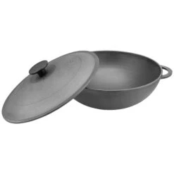 3L Wok Bratpfanne Aus Gusseisen Gusseisendeckel Asia Schmortopf Induktion Pfanne